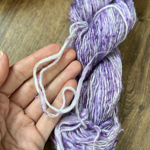 100% Peruvian Wool  Pink / 100% Raw Hand Dyed Cotton Purple Yarn Bundle - Picture 8 of 11